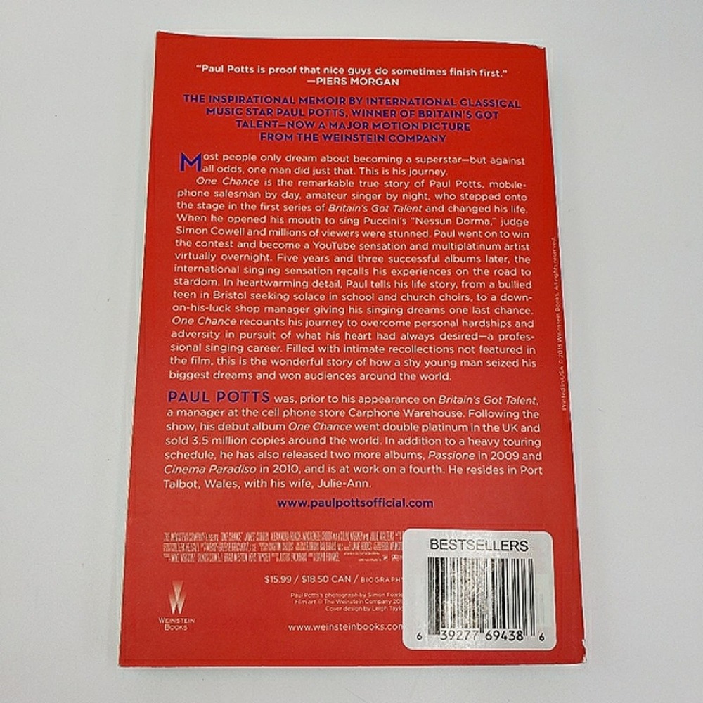 3/$12 One Chance Paperback Paul Potts - Picture 4 of 6